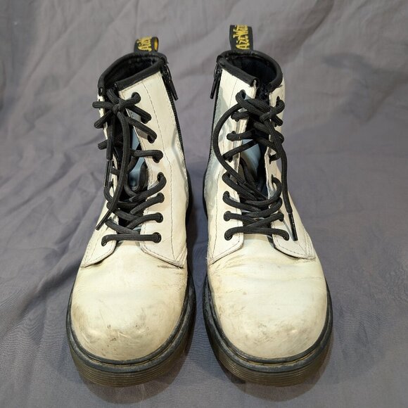 Dr. Martens 1460 J White Leather Combat Boots - Youth Size US 3 - Picture 1 of 9